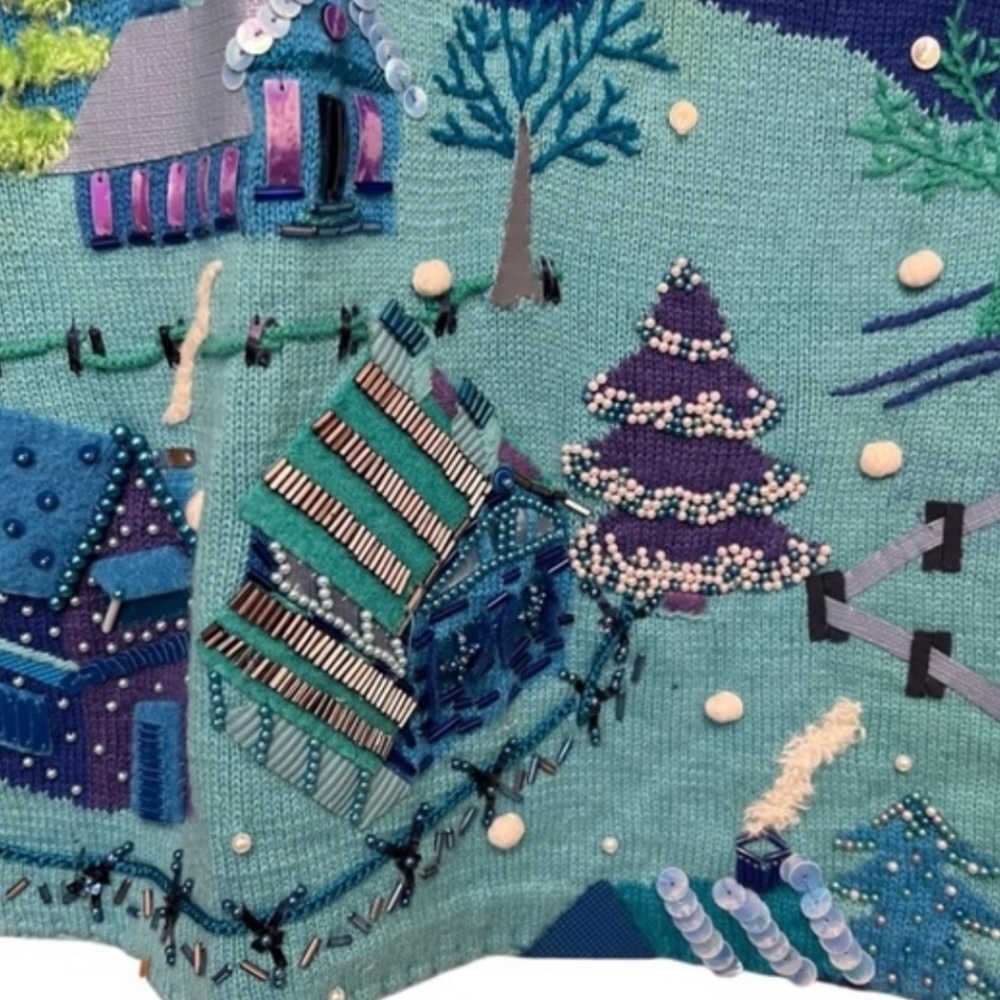Michael Simon Vintage Christmas Village Sweater Size Medium - Picture 4 of 8